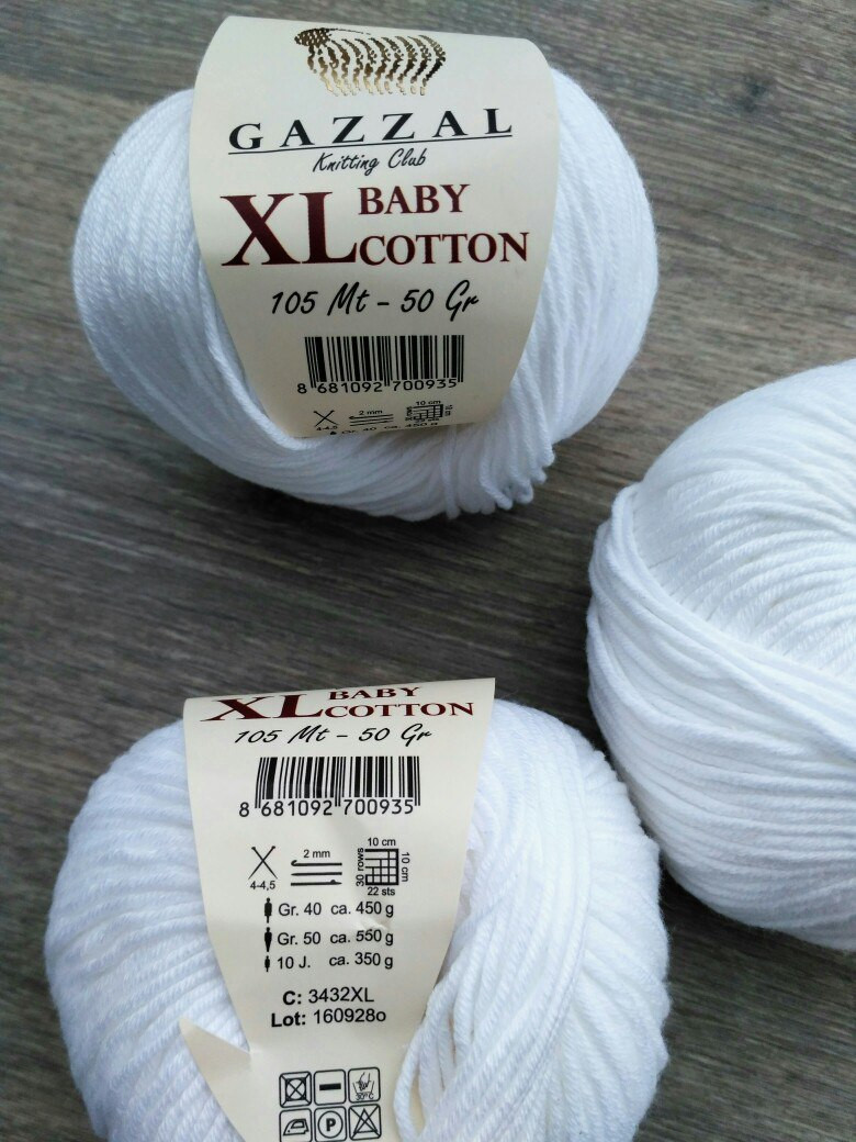 Пряжа Gazzal Baby Cotton XL 3432 білосніжний