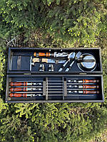 Набір шампурів із дерев'яною ручкою в дерев'яній коробці "Козак" шампура з дерев'яною ручкою