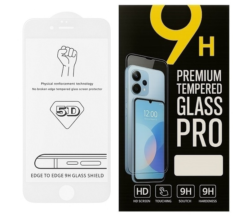 Захисне скло 5D для Apple iPhone 6 / 6s повне покриття, з білою рамкою, фото 1