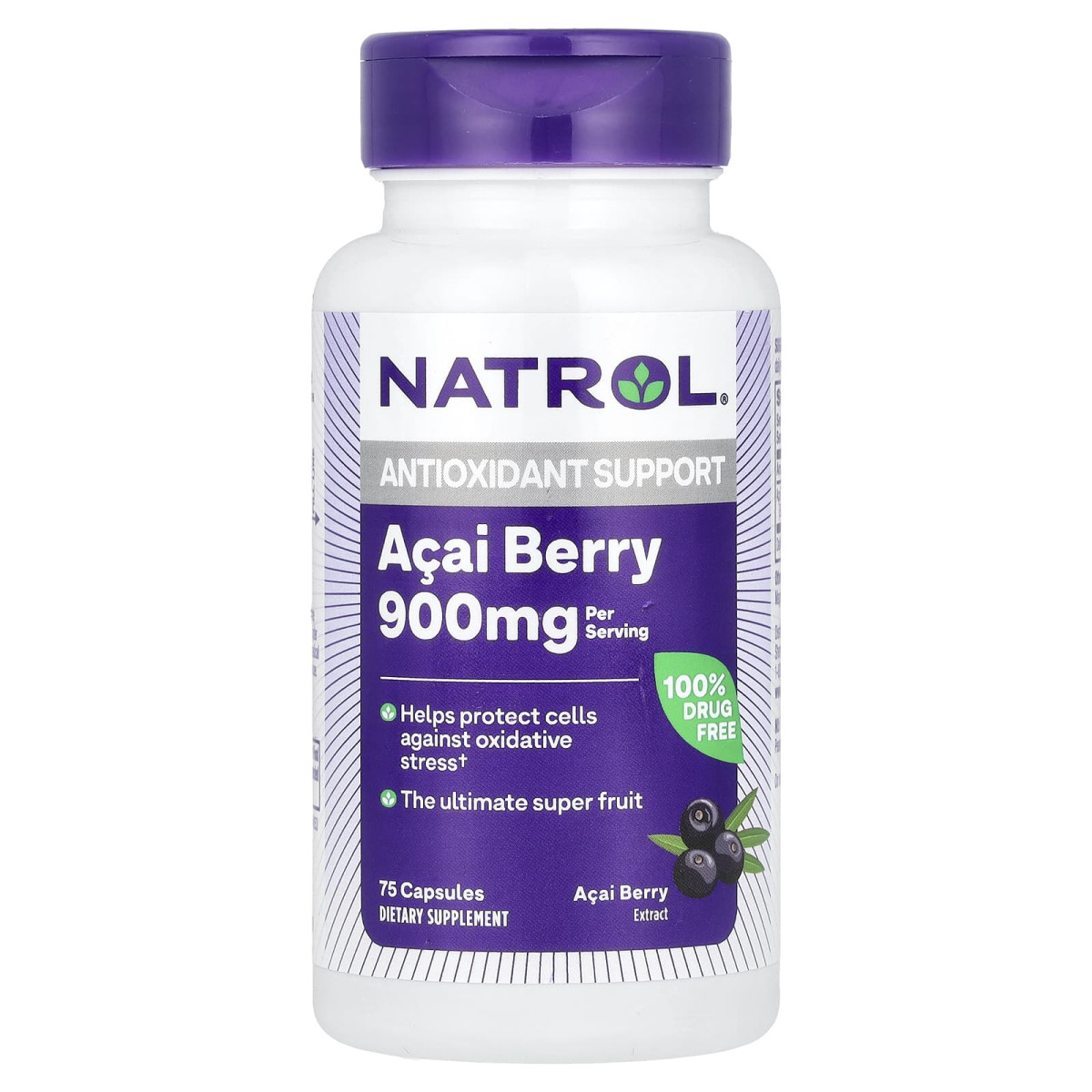 Асаї Natrol (AcaiBerry) 1000 мг 75 капсул