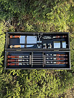 Набір шампурів на подарунок із гравіюванням під замовлення "Дуб"