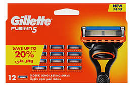 Змінні касети картриджі Джіллетт Ф'южин Gillette Fusion 12 шт.