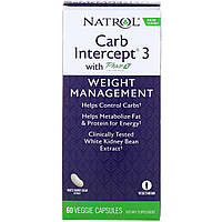 Перехоплювач вуглеводів 3 з фазою 2, Carb Intercept 3, Natrol, 60 капсул