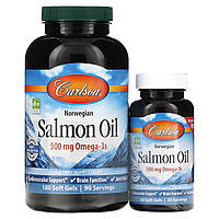 Масло лосося Carlson Labs (Salmon Oil) 500 мг 180 + 50 капсул