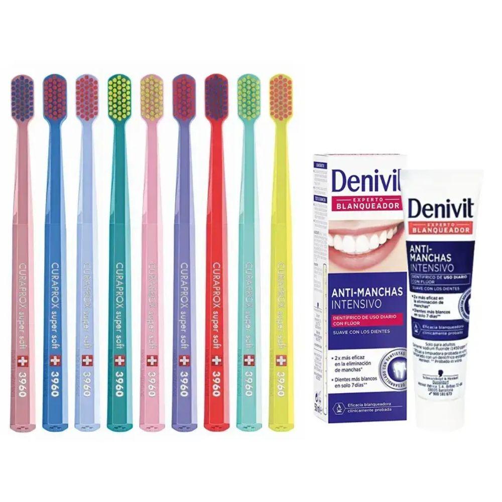 Зубна щітка Curaprox CS 3960 Super Soft для чутливих ясен і пародонтозу + паста Denivit Anti-Stain відбілююча