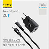 Home Charger | 20W | QC3.0 | Type C To Type C Cable (1m) — Veron TC-099