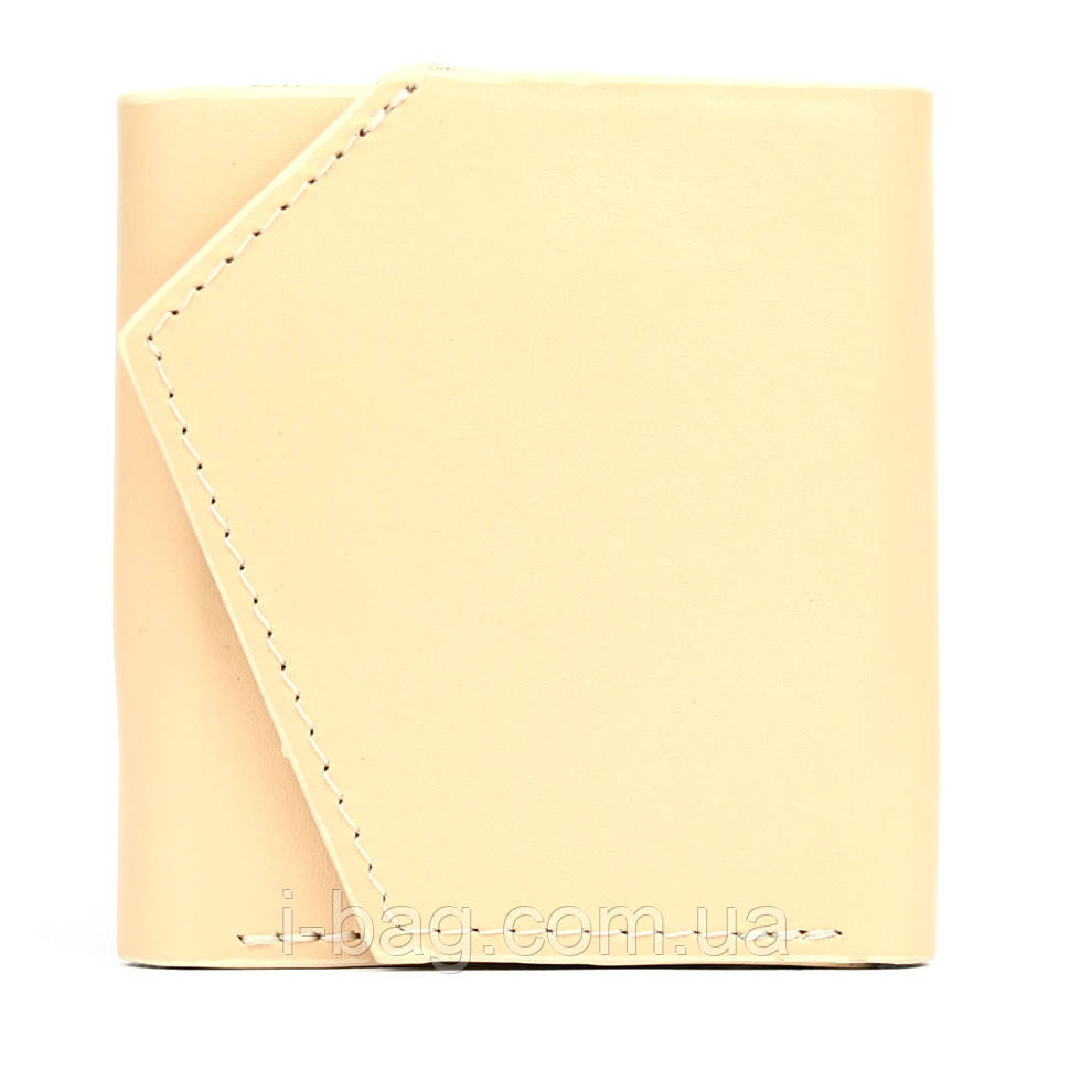 Шкіряний гаманець Mini з асиметричним клапаном 570243 бежевий, фото 1