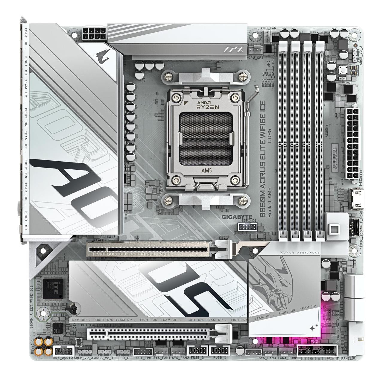 Gigabyte Материнська плата B850M AORUS ELITE WF6E ICE sAM5 B850 4xDDR5 M.2 Wi-Fi BT mATX