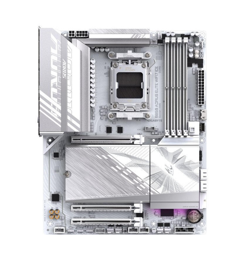 Gigabyte Материнська плата B850 A ELITE WF7 ICE sAM5 B850 4xDDR5 M.2 Wi-Fi BT DP Type-C ATX