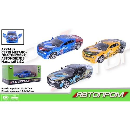 АВТОПРОМ Машина метал AP74187 1:32 3 кольори відч.двері в коробці 16*7*7см