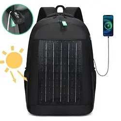 Рюкзак із вбудованою сонячною панеллю 10 W usb Чорний