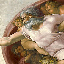 Картина на полотні "Мікеланджело, Створення Адама, Michelangelo, Creation of Adam", 60×120см, фото 5