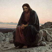 Картина на полотні "Іван Крамськой, Христос у пустелі, Ivan Kramskoy, Christ in the Wilderness", 60×68см, фото 4