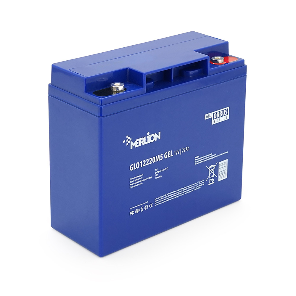 Акумуляторна батарея MERLION ORBUS GLO12220M5 12 V 22 Ah ( 180 x 78 x 165 (168) ) BLUE Q4, фото 1