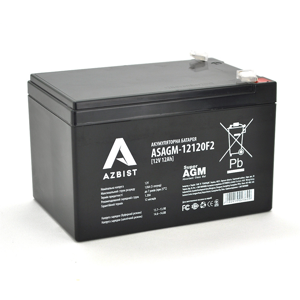Акумулятор AZBIST Super AGM ASAGM-12120F2, Black Case, 12V 12.0Ah (151х98х 95 (101) ) Q6/192, фото 1