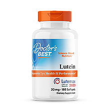 Лютеїн, Lutein, Doctor's Best, лютемакс, 20 мг, 180 гелевих капсул