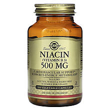 Ніацин (вітамін B3), Niacin (Vitamin B3), Solgar, 500 мг, 100 вегетаріанських капсул