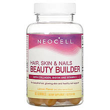 Формула для здоров'я волосся, шкіри та нігтів, Hair, Skin & Nails Beauty Builder, NeoCell, зі смаком лимона, 60 жувальних цукерок