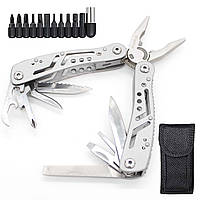 Мультитул плоскогубці 10в1 з бітами та чохлом DS