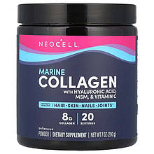 Морський колаген, Marine Collagen, Neocell, суміш краси з гіалуроновою кислотою, МСМ і вітаміном С, порошок, без смаку, 200 г