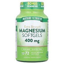 Магній, Magnesium, Nature's Truth, екстра сила, 400 мг, 72 гелевих капсул швидкого вивільнення