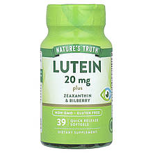 Лютеїн плюс зеаксантин та чорниця, Lutein, Nature's Truth, 39 гелевих капсул швидкого вивільнення