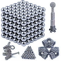 Магнітний конструктор – головоломка NeoCube, 216 кульок, Сріблястий DS