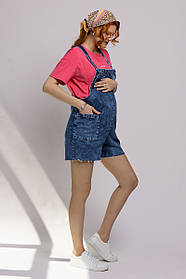 Джинсовий комбінезон з шортиками для вагітних темно-блакитний M