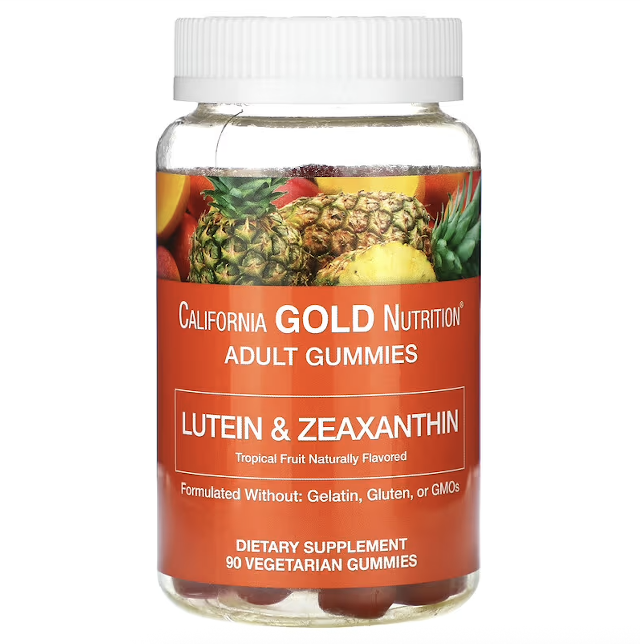 California Gold Nutrition, лютеїн і зеаксантин, тропічні фруктів, 90 жувальних таблеток
