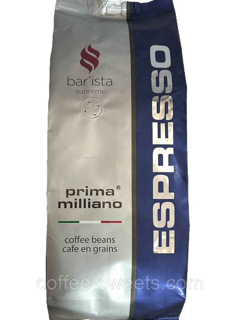Кава в зернах 1кг Prima Milliano Espresso Barista 60%/40% для кав'ярні