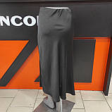 Спідниця Модниця атласна міді висока посадка 50 чорна, фото 5