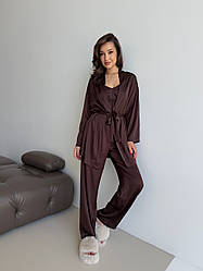 Комплект шовковий 4 в 1 домашній шоколадний M