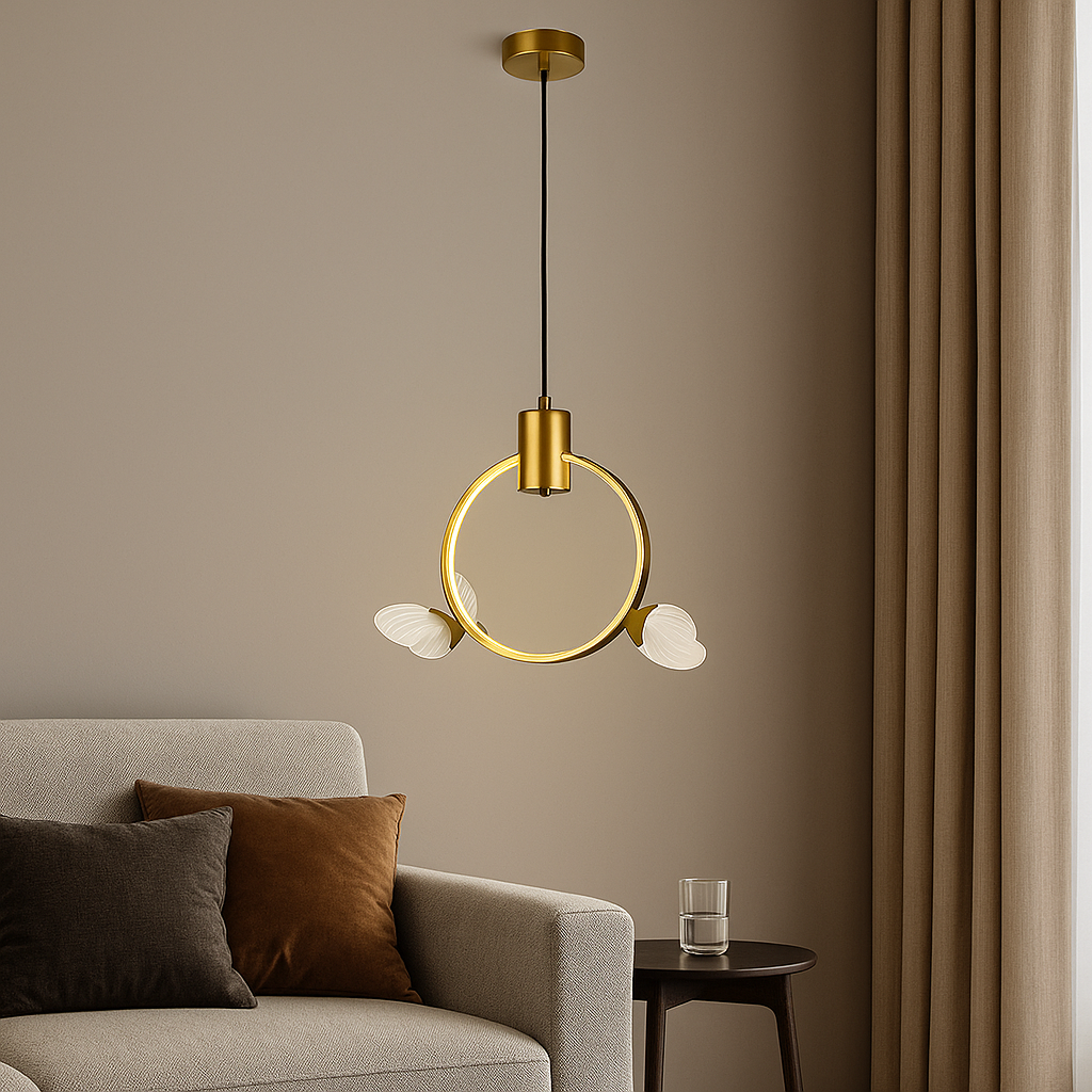 Підвісний світильник з метеликами у золотому кольорі (918VP102 BRZ), фото 1