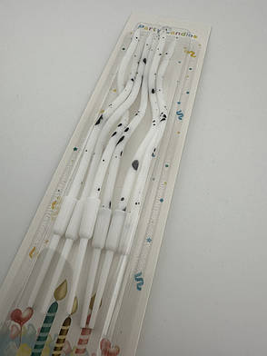 Свічки хвилясті білі з чорними елементами 6шт, декоративні свічки біло-чорні на торт, фото 3