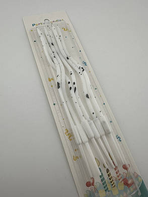 Свічки хвилясті білі з чорними елементами 6шт, декоративні свічки біло-чорні на торт, фото 2