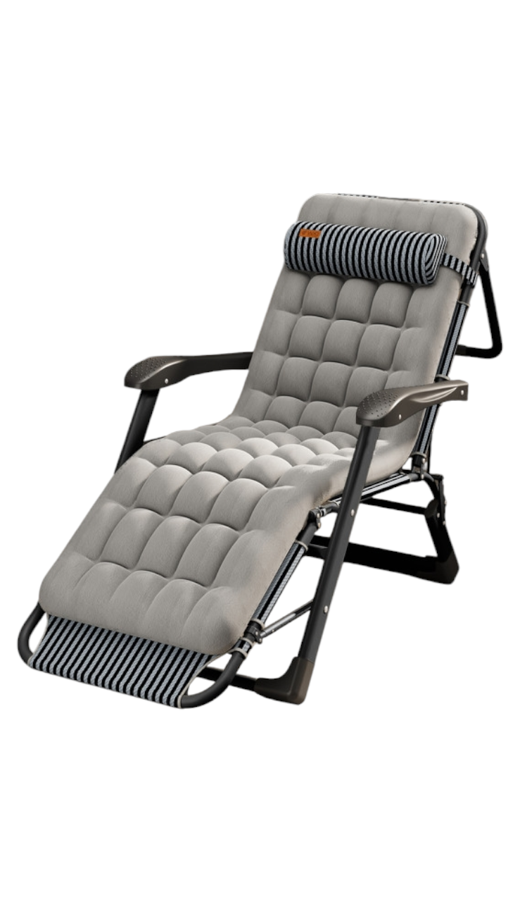 Розкладне крісло шезлонг садовий із подушкою та матрацом WCG FCB-S01PP розкладачка лежак кемпінговий для відпочинку