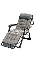 Розкладне крісло шезлонг садовий із подушкою та матрацом WCG FCB-S01PP розкладачка лежак кемпінговий для відпочинку
