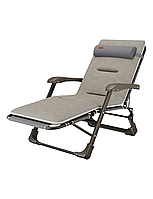 Розкладне крісло шезлонг садовий із подушкою та матрацом WCG FCB-S03PС розкладачка лежак кемпінговий для відпочинку