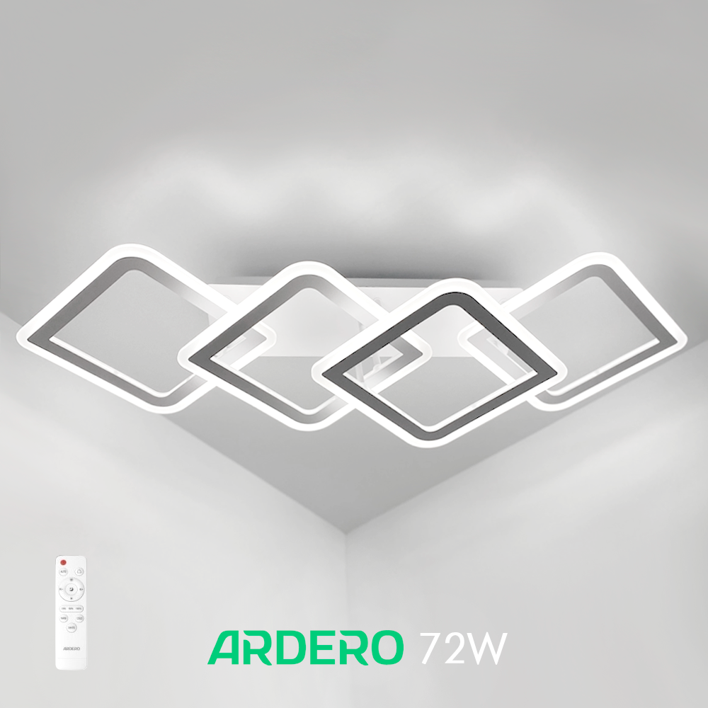 Люстра MADEIRA 72Вт AL6144 ARD біла Ardero 3000К-6500К 5760Lm LED стельова cвітлодіодна з пультом ДУ 900х260х150мм ромби