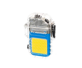Електронна запальничка Flagman Lighter + ліхтар з акумулятором, тепле світло, USB зарядка, електроімпульсний розряд, водозахист IP