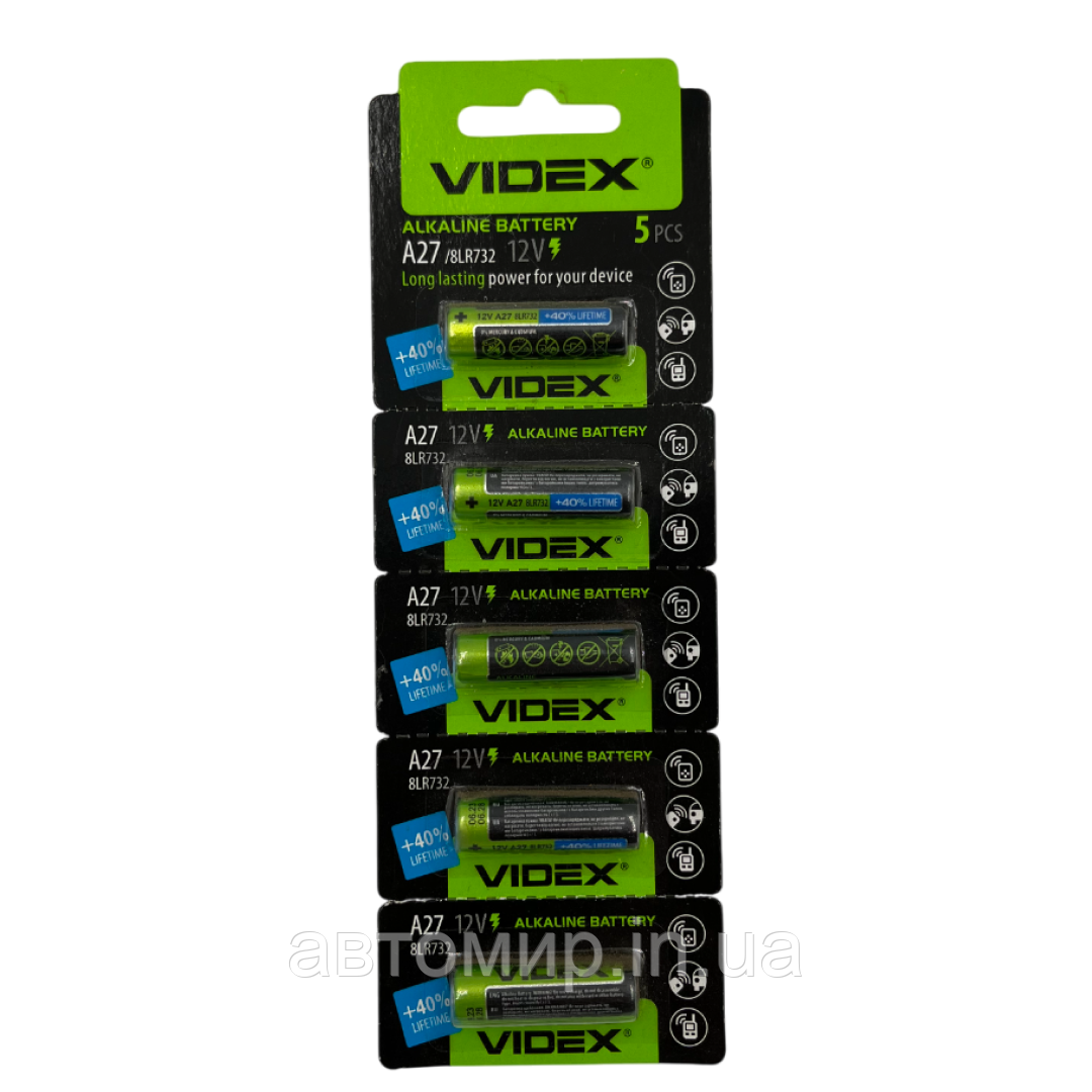 Батарейка VIDEX A27 1.5V | 26 мА·год для пультів, електроніки, сигналізацій | 1 шт., фото 1