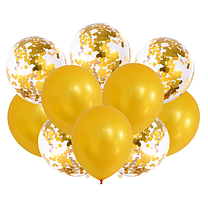 Набір латексних  повітряних куль з конфетті  металік золото 10 шт.