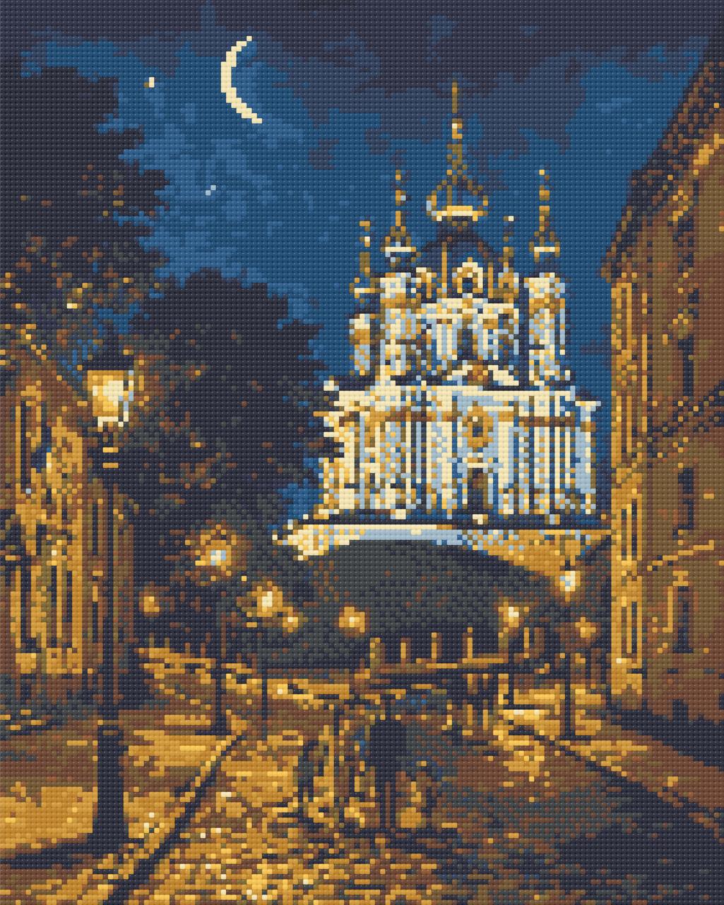 Алмазна мозаїка/вишивка Вечірній Київ 40*50 см Орігамі OD 3473, фото 1