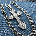 Срібний комплект 925 проби з чорнінням ланцюжок та православний хрестик 925 проба, фото 2