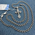 Срібний комплект 925 проби з чорнінням ланцюжок та православний хрестик 925 проба, фото 5