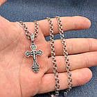 Срібний комплект 925 проби з чорнінням ланцюжок та православний хрестик 925 проба, фото 3