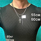 Срібний комплект 925 проби з чорнінням ланцюжок та православний хрестик 925 проба, фото 4