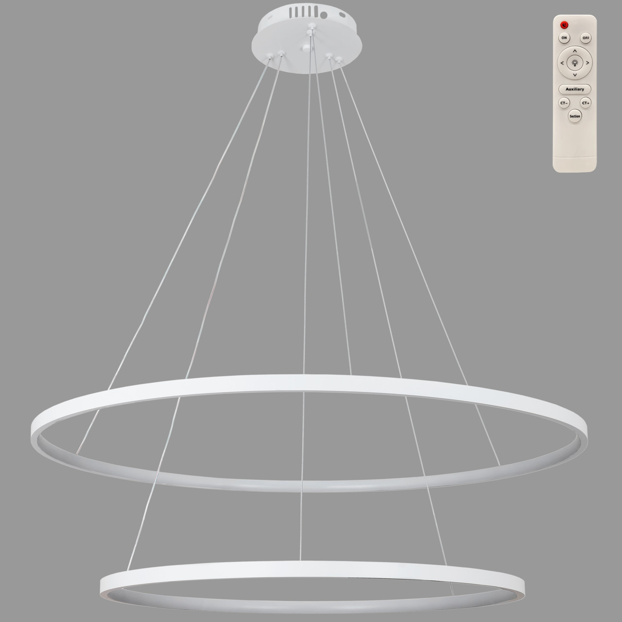Біла кільцева світлодіодна подвійна люстра 80+100см «Circle» (52-9832-2A WHITE LED (800+1000))