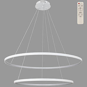 Біла кільцева світлодіодна подвійна люстра 80+100см «Circle» (52-9832-2A WHITE LED (800+1000)), фото 1