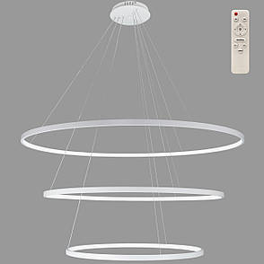 Біла кільцева світлодіодна потрійна люстра 60+80+100см «Circle» (52-9832-3A WHITE LED (600+800+1000)), фото 1